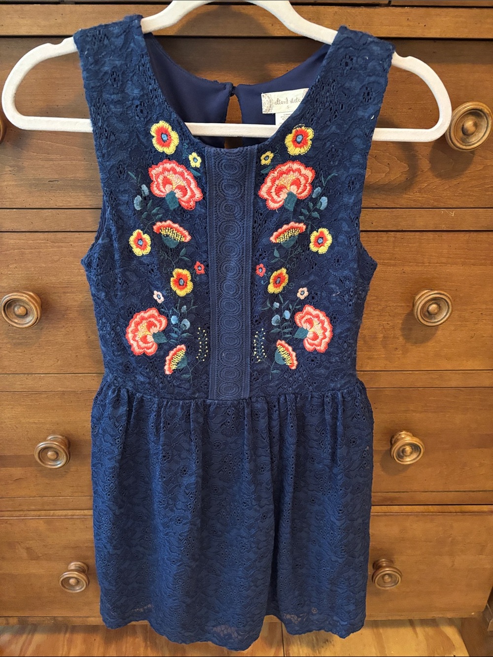 Women’s Altard State Navy Floral Embroidered Lace Dress